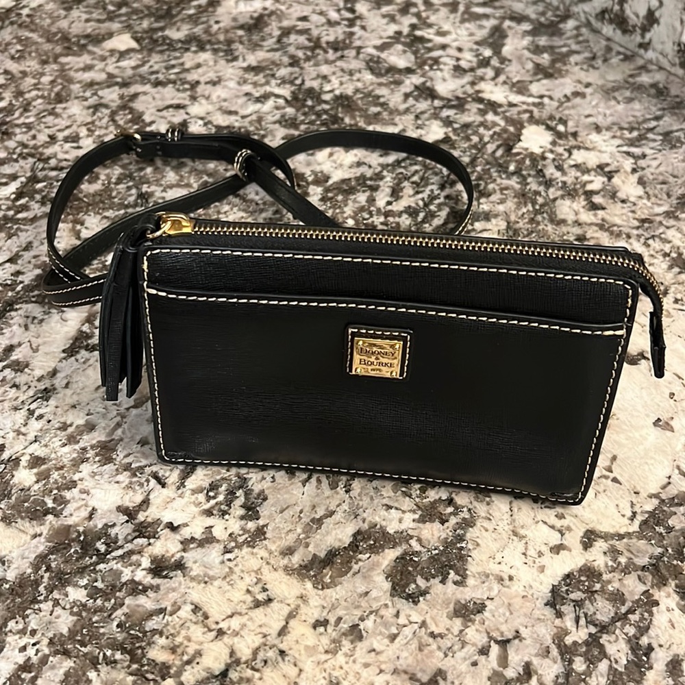 Dooney and Bourke Black Saffiano Leather Gingy Crossbody